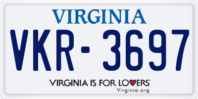 VA license plate VKR3697