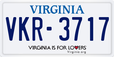 VA license plate VKR3717