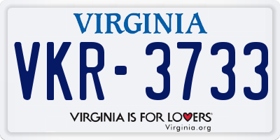 VA license plate VKR3733