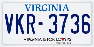 VA license plate VKR3736
