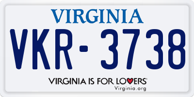 VA license plate VKR3738