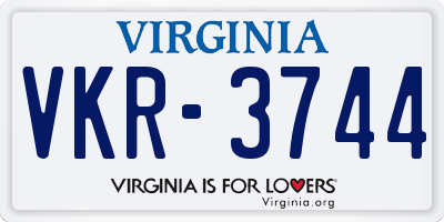 VA license plate VKR3744
