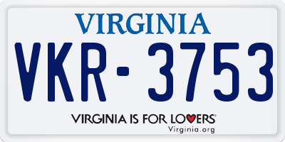 VA license plate VKR3753