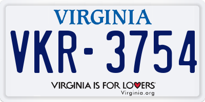 VA license plate VKR3754