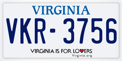 VA license plate VKR3756