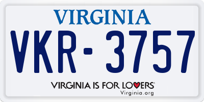 VA license plate VKR3757
