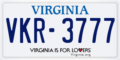 VA license plate VKR3777