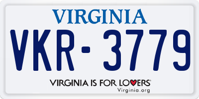 VA license plate VKR3779