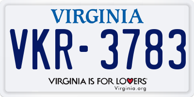 VA license plate VKR3783