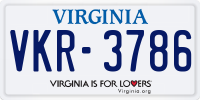 VA license plate VKR3786