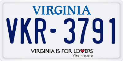 VA license plate VKR3791