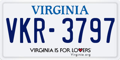 VA license plate VKR3797