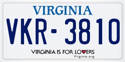 VA license plate VKR3810