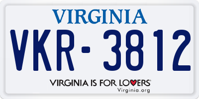 VA license plate VKR3812