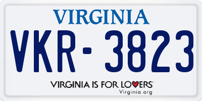 VA license plate VKR3823