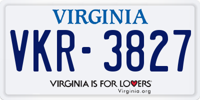 VA license plate VKR3827
