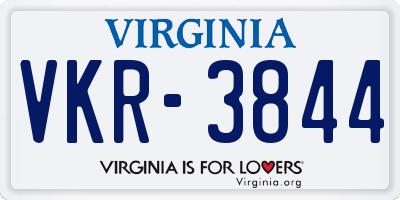 VA license plate VKR3844