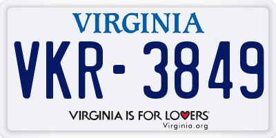 VA license plate VKR3849