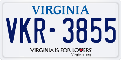 VA license plate VKR3855