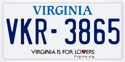 VA license plate VKR3865