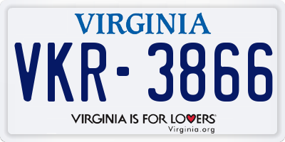 VA license plate VKR3866