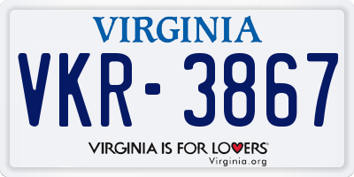 VA license plate VKR3867