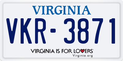 VA license plate VKR3871