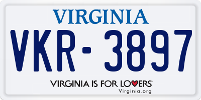 VA license plate VKR3897