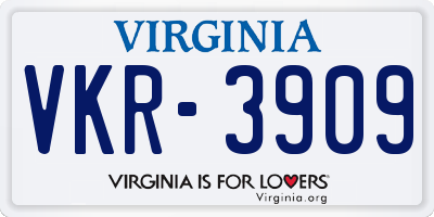VA license plate VKR3909