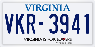 VA license plate VKR3941