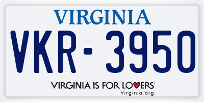 VA license plate VKR3950