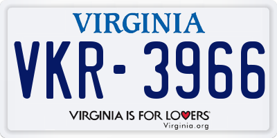 VA license plate VKR3966