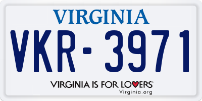 VA license plate VKR3971