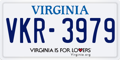 VA license plate VKR3979