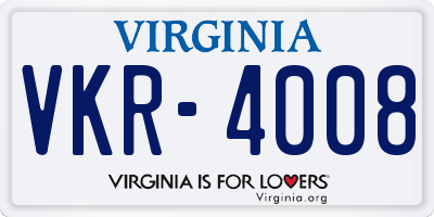 VA license plate VKR4008
