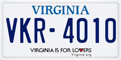 VA license plate VKR4010