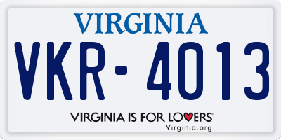 VA license plate VKR4013
