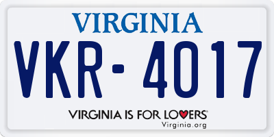 VA license plate VKR4017