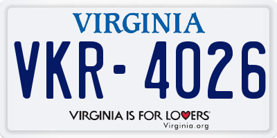 VA license plate VKR4026