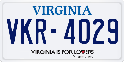 VA license plate VKR4029