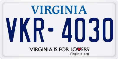 VA license plate VKR4030
