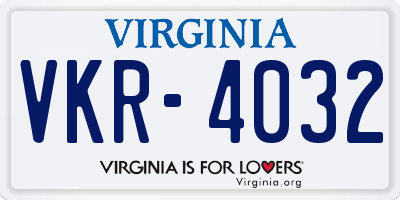 VA license plate VKR4032