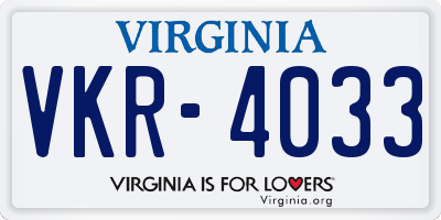 VA license plate VKR4033