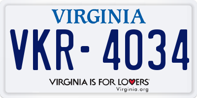 VA license plate VKR4034