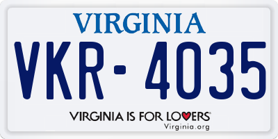 VA license plate VKR4035