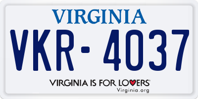 VA license plate VKR4037