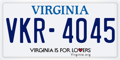 VA license plate VKR4045
