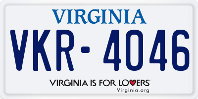 VA license plate VKR4046