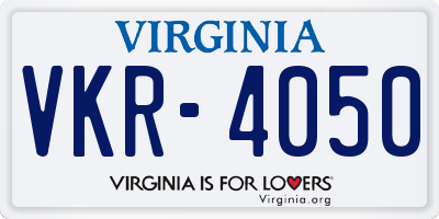 VA license plate VKR4050