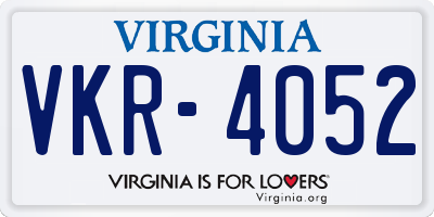 VA license plate VKR4052